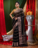 HOUSE OF BEGUM Handloom Black Organza Saree with Blouse Piece