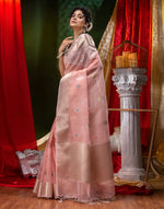 HOUSE OF BEGUM Pure Organza Pech With Meena Work with Blouse Piece-3