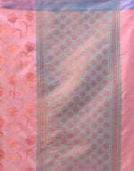 HOUSE OF BEGUM Women's Light Pink Woven Banarasi Saree with Printed Unstitched  Blouse-6