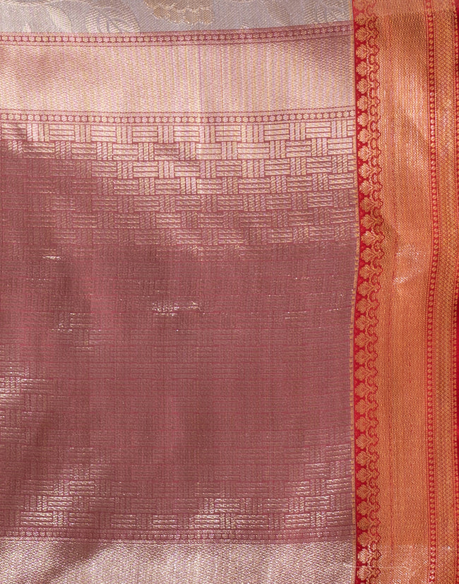 HOUSE OF BEGUM Kanjivaram Silk Gray Saree with Blouse Piece