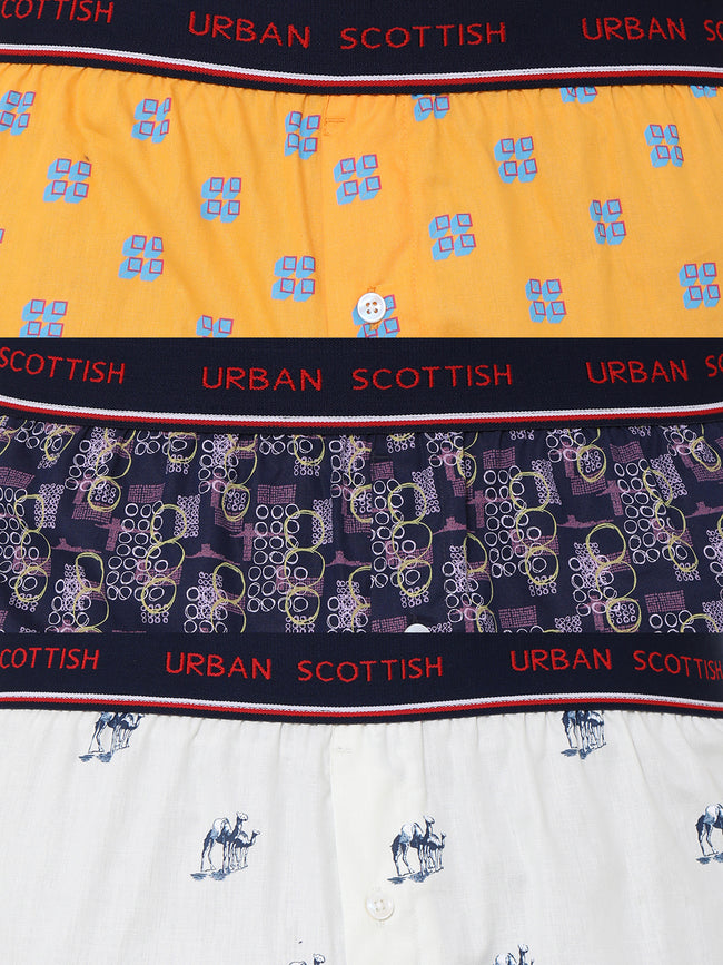 Urban Scottish Men Printed Casual Multicolor Boxer Pack of-3