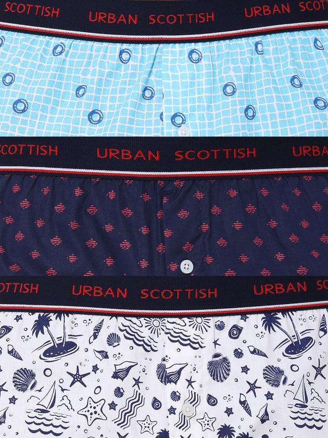 Urban Scottish Men Printed Casual Multicolor Boxer Pack of-3