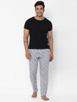 Urban Scottish Men Printed Casual Grey & Black Pyjama