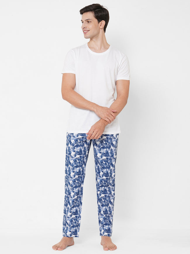 Urban Scottish Men Printed Casual Blue Pyjama