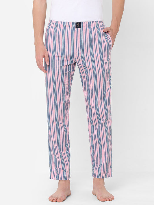Urban Scottish Men Striped Casual Pink Pyjama
