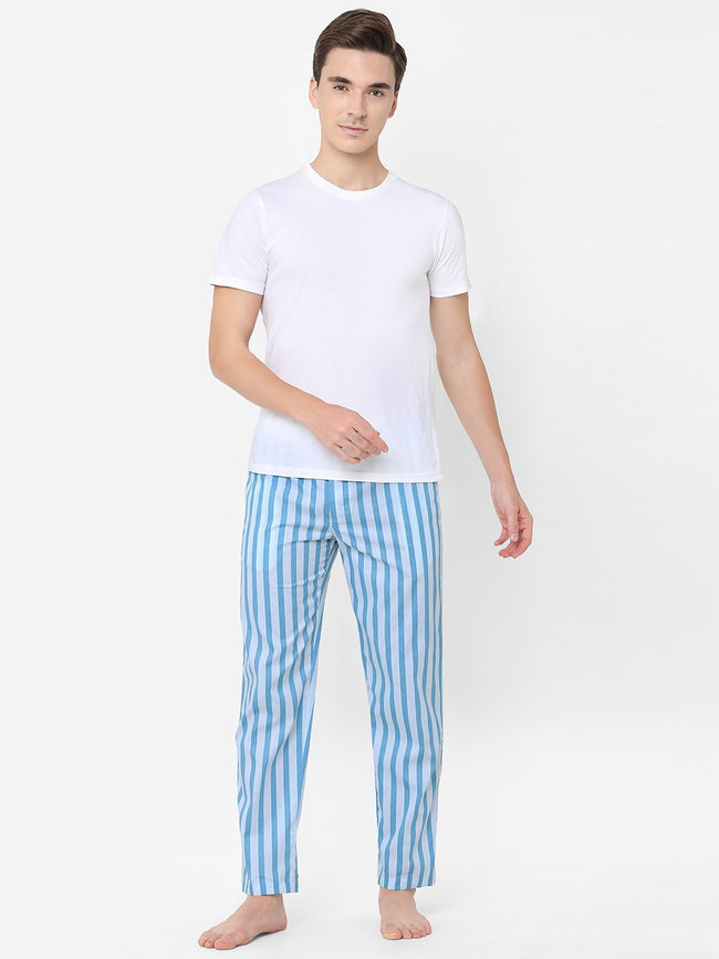 Urban Scottish Men Striped Casual Blue Pyjama