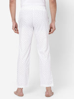 Urban Scottish Men Printed Casual White Pyjama-3