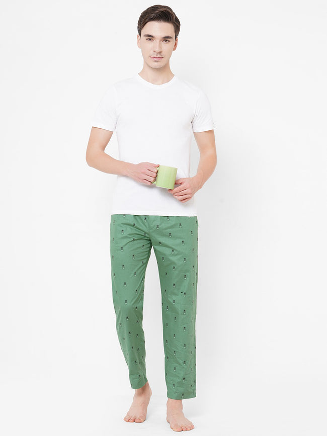 Urban Scottish Men Printed Casual Mint Green Pyjama