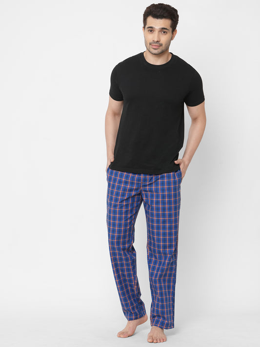 Urban Scottish Men Checkered Casual Blue Pyjama