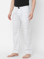 Urban Scottish Men Printed Casual White Pyjama-2