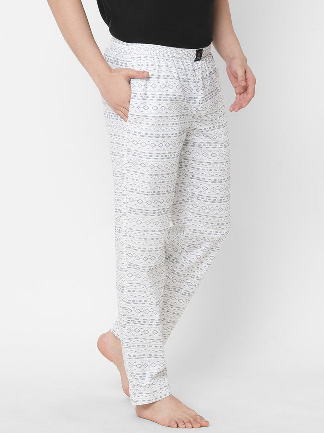 Urban Scottish Men Printed Casual White Pyjama