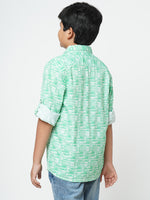 Urban Scottish Boys Printed Casual Green Shirt-5