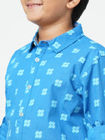 Urban Scottish Boys Printed Casual Blue Shirt-7