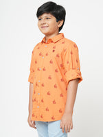 Urban Scottish Boys Animal Print Casual Orange Shirt-4