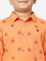 Urban Scottish Boys Animal Print Casual Orange Shirt-6