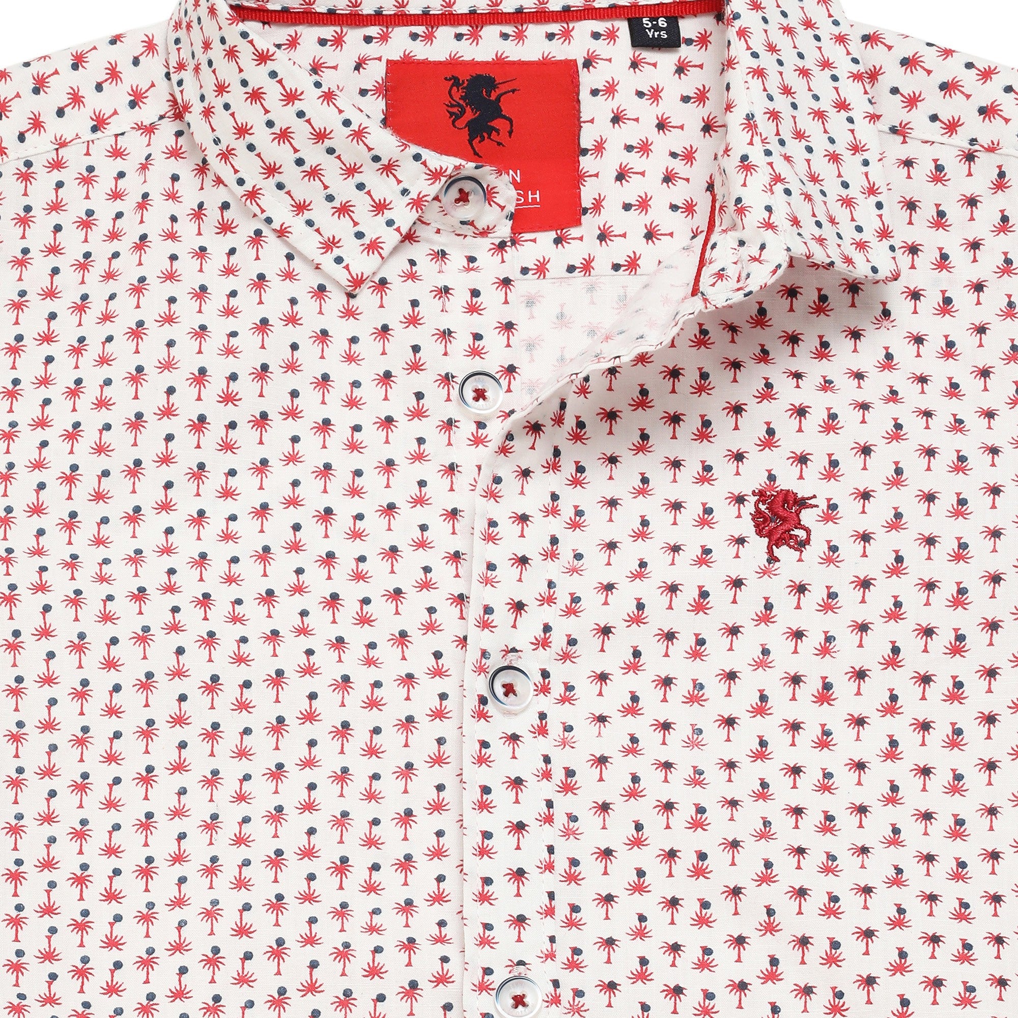 Urban Scottish Boys Printed Casual Red, White Shirt