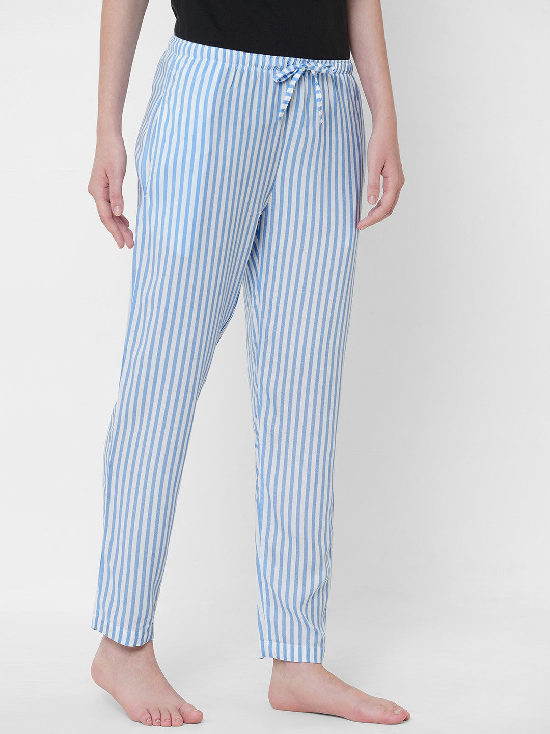Urban Scottish Women Striped Casual Blue Pyjama