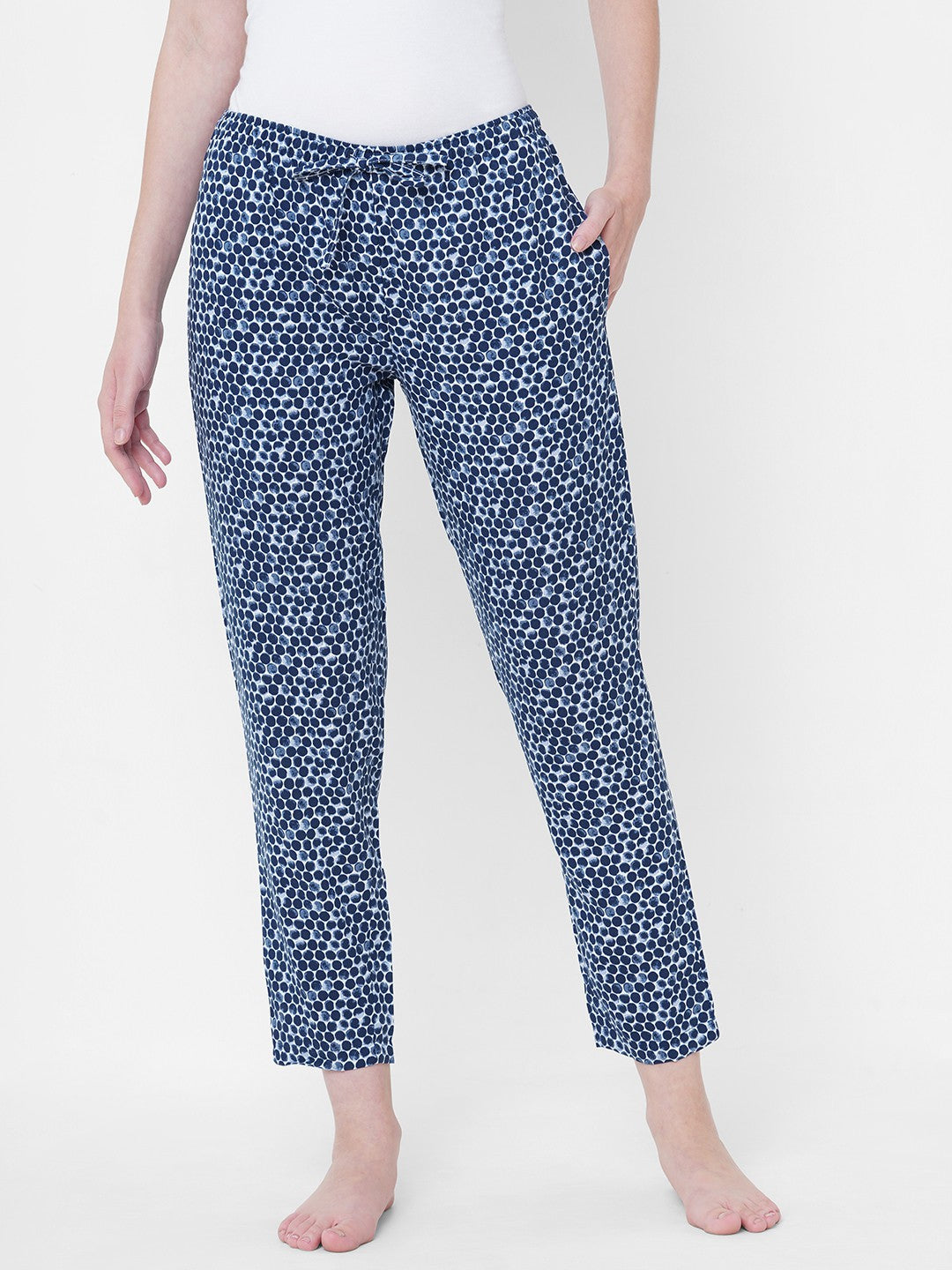 Urban Scottish Women Polka Print Casual Blue Pyjama