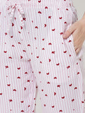 Urban Scottish Women Striped Casual Pink Pyjama