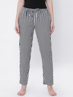 Urban Scottish Women Striped Casual Black Pyjama-2