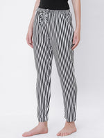 Urban Scottish Women Striped Casual Black Pyjama-4