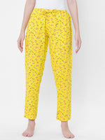 Urban Scottish Women Floral Print Casual Yellow Pyjama-2