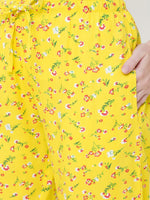 Urban Scottish Women Floral Print Casual Yellow Pyjama-6