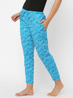 Urban Scottish Women Printed Lounge Wear Blue Pyjama-4