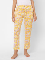 Urban Scottish Women Floral Print Lounge Wear Yellow Pyjama-2