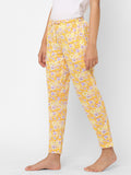 Urban Scottish Women Floral Print Lounge Wear Yellow Pyjama