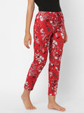 Urban Scottish Women Floral Print Lounge Wear Red Pyjama