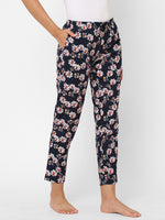 Urban Scottish Women Floral Print Lounge Wear Navy Pyjama-5