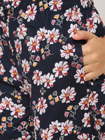 Urban Scottish Women Floral Print Lounge Wear Navy Pyjama-6